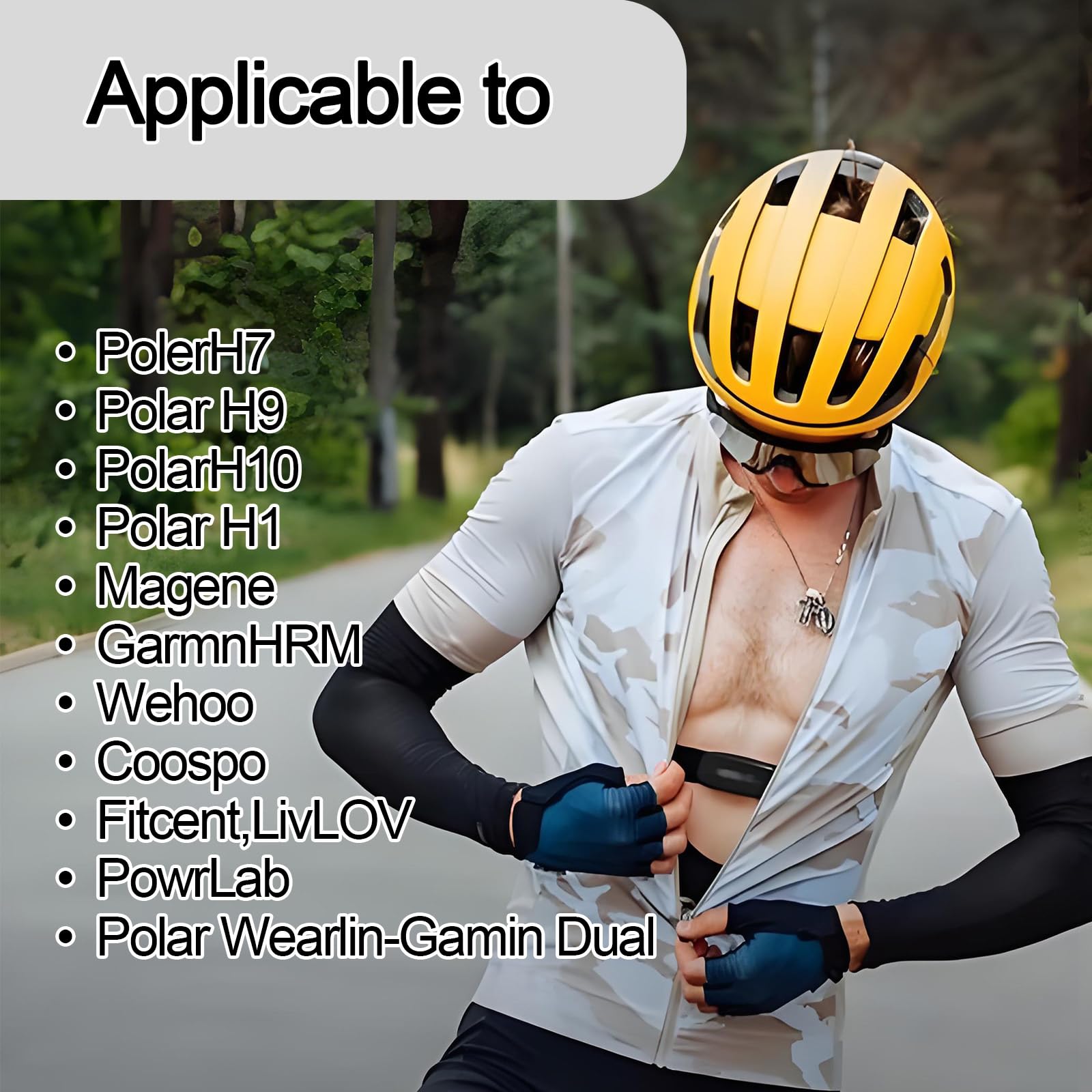 Regulowany pasek kardio (70 cm do 110 cm) do czujnika tętna, kompatybilny z Bluetooth i ANT+ z Garmin, Wahoo, Polar H10 H9, Coospo, Magene, Bryton, Livlov