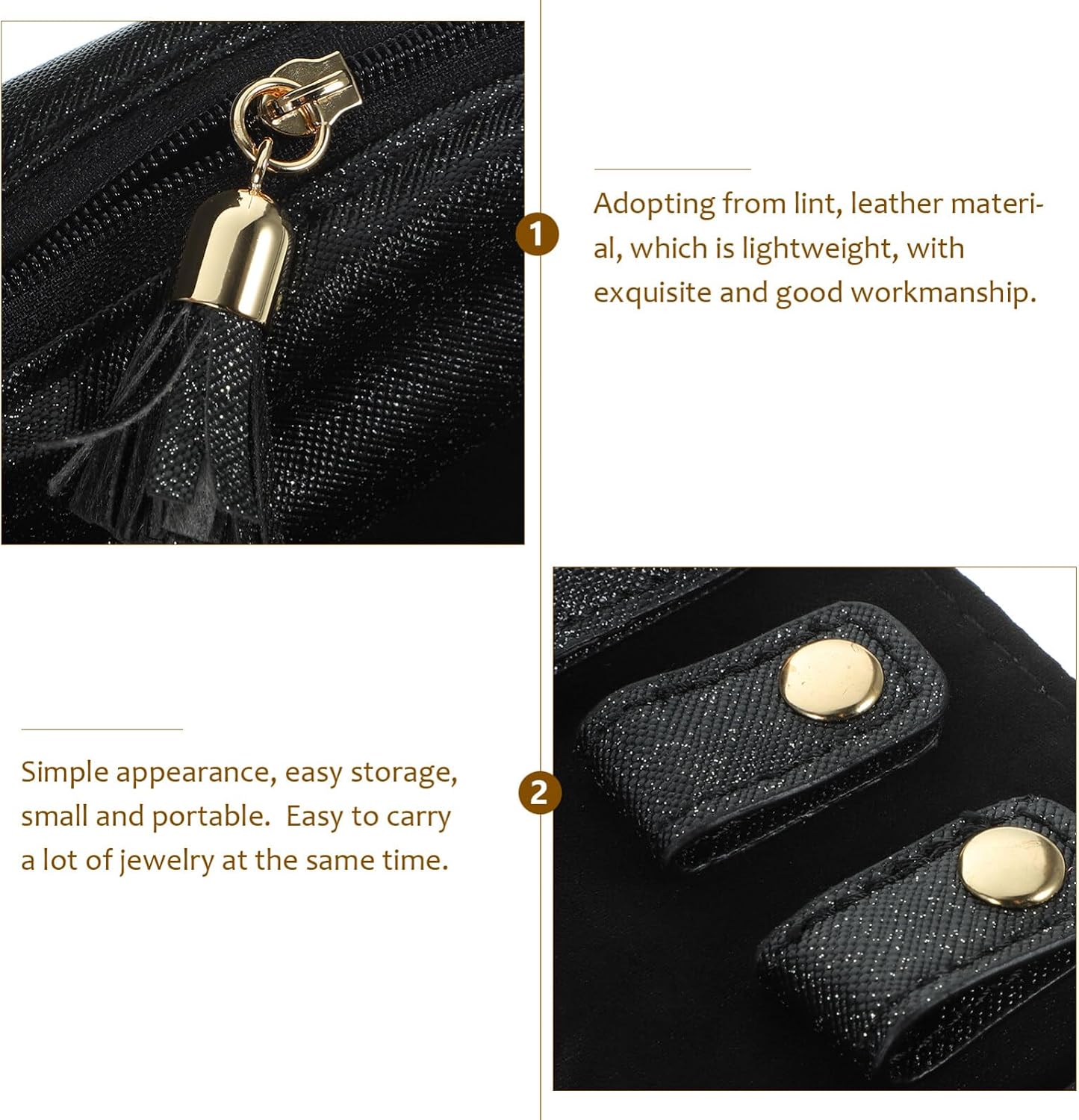 Alipis Portable Travel Jewelry Organizer Roll Multifunctional Foldable Case Shimmering Pu Lightweight and Jewelry Storage for Easy Organization and Travel