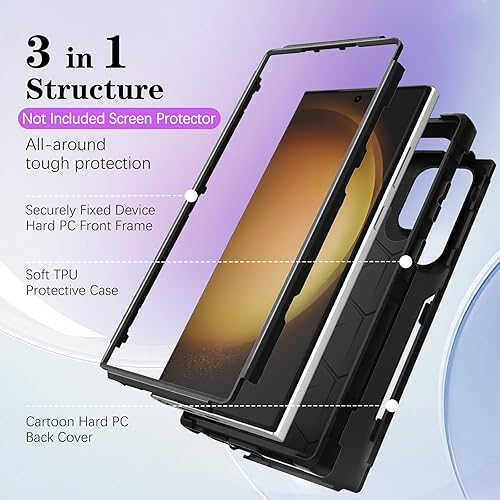 Miniatura 4 de Oqplog Funda de teléfono resistente para Samsung Galaxy S22 Ultra 5G de 6.8 pulgadas para niñas, niños, mujeres y niños, linda cubierta dura de