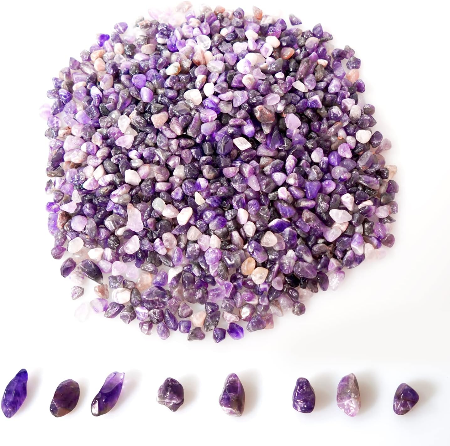 gemshan 2lb Amethyst Chips Natural Crushed Crystal Chip Bulk 7mm-9mm Tumble Healing Crystal Stone for Aquarium Vase Plant Decoration Jewelry DIY