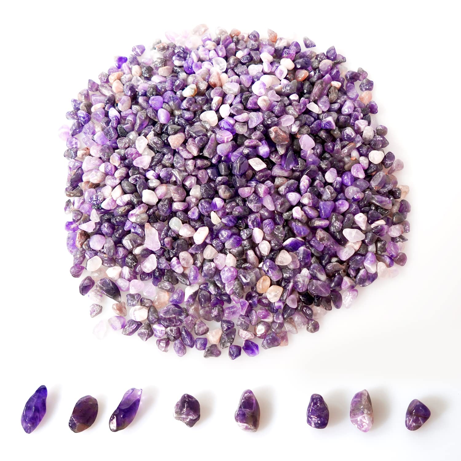 gemshan 2lb Amethyst Chips Natural Crushed Crystal Chip Bulk 7mm-9mm Tumble Healing Crystal Stone for Aquarium Vase Plant Decoration Jewelry DIY