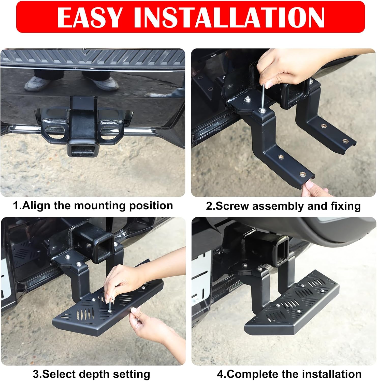 Tow Hitch Step Compatible with Hummer EV SUV 2024 2025 2026 Trailer Hitch Step Heavy-Duty Rear Bumper Tailgate Step Accessories