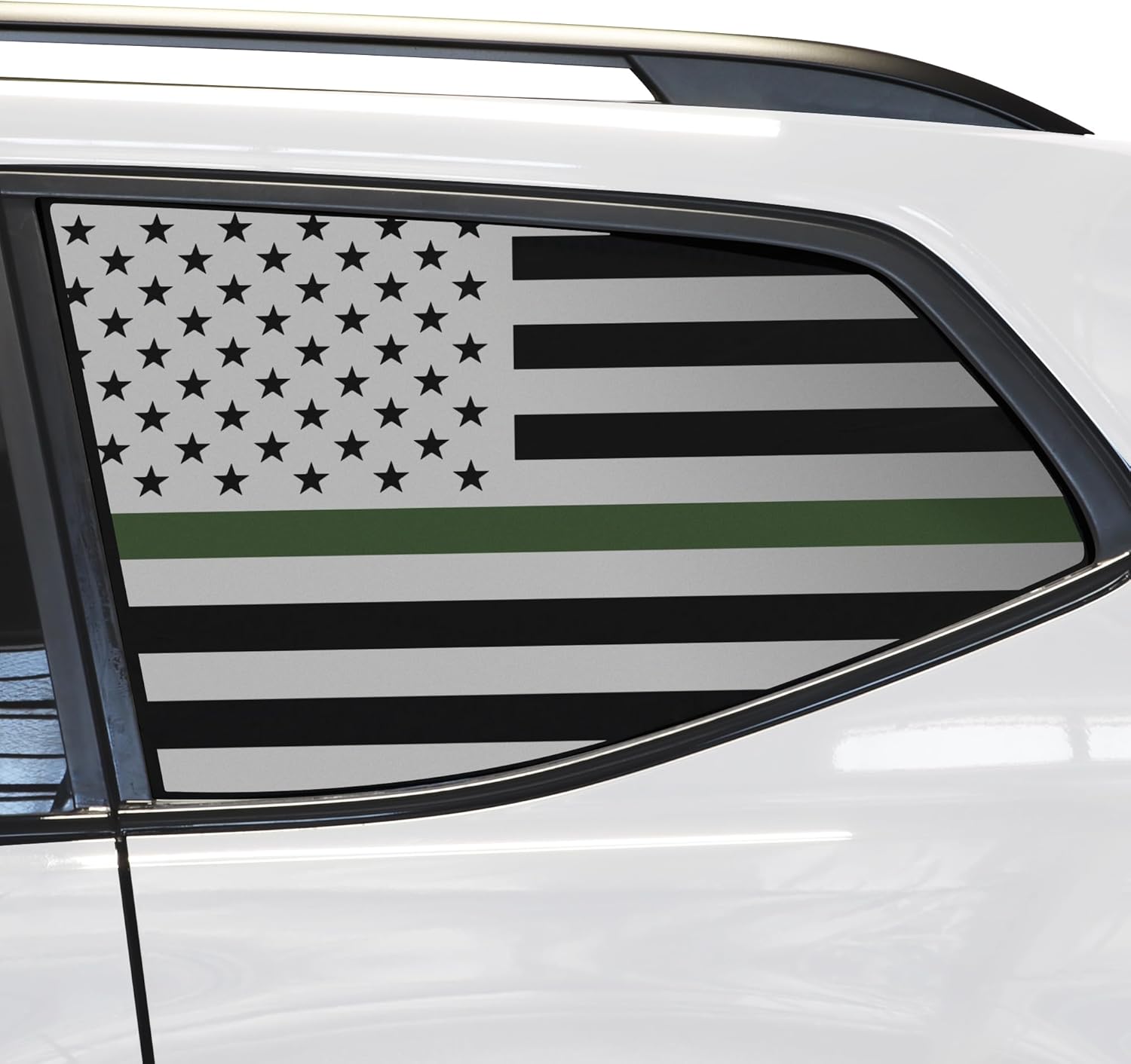 BOGAR TECH DESIGNS Precut Quarter Window American Flag Vinyl Decal Sticker Compatible with Volkswagen Atlas 2018-2025, Matte Black