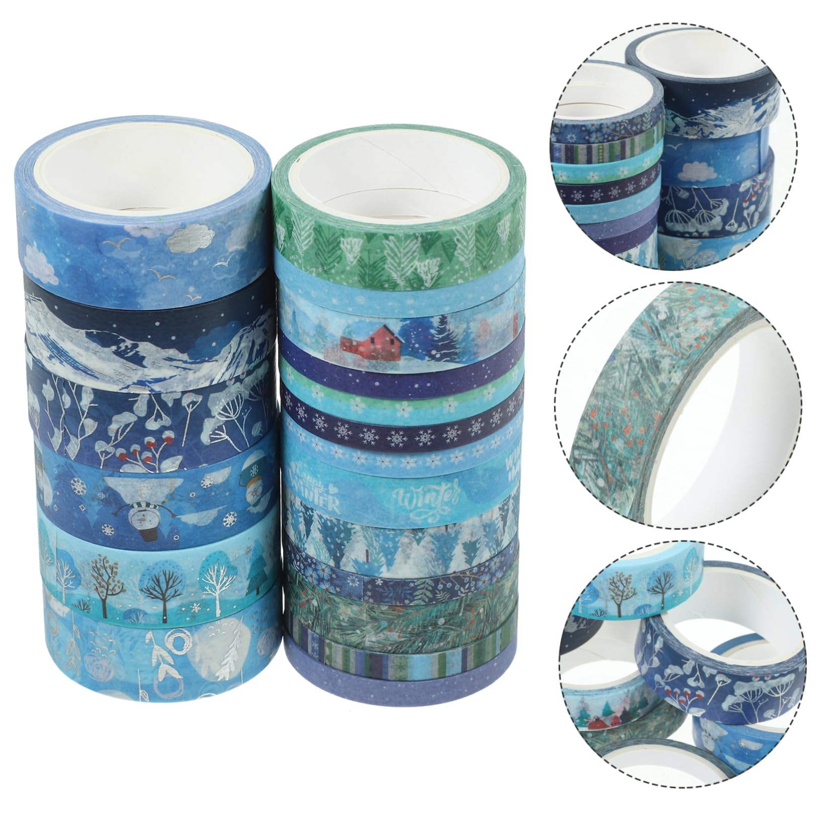 76rollen Washi Tape Für Weihnachten Dekoratives Klebeband Für Scrapbooking Und Geschenkverpackung Winterliche Designs Mit Silberner Prägung Für Kreative Bastelprojekte
