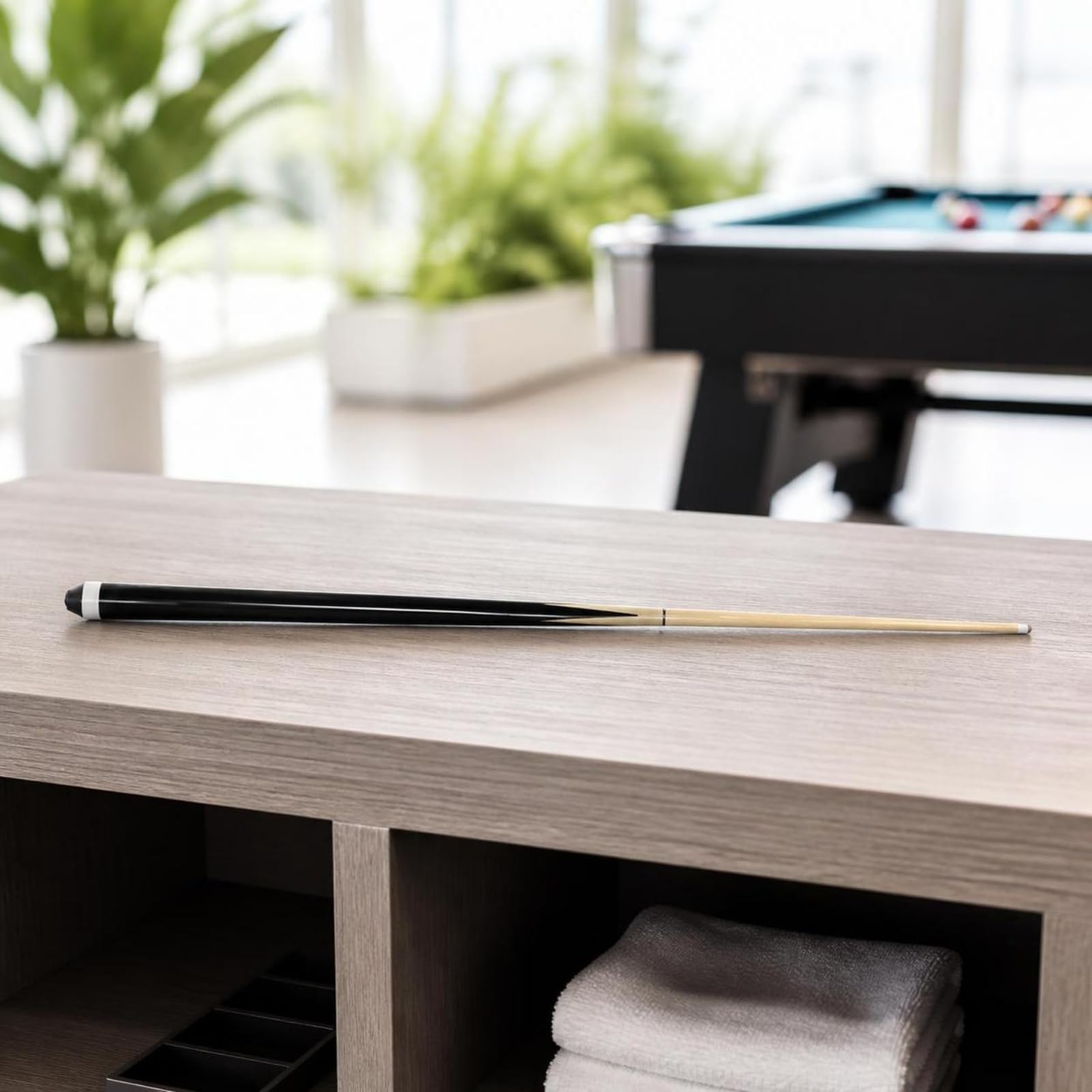 Gralara da Biliardo Monopezzo Leggera | Design Bicolore, Affusolata, da Biliardo in Legno, per Casa, Principianti, Bambini, 92CM