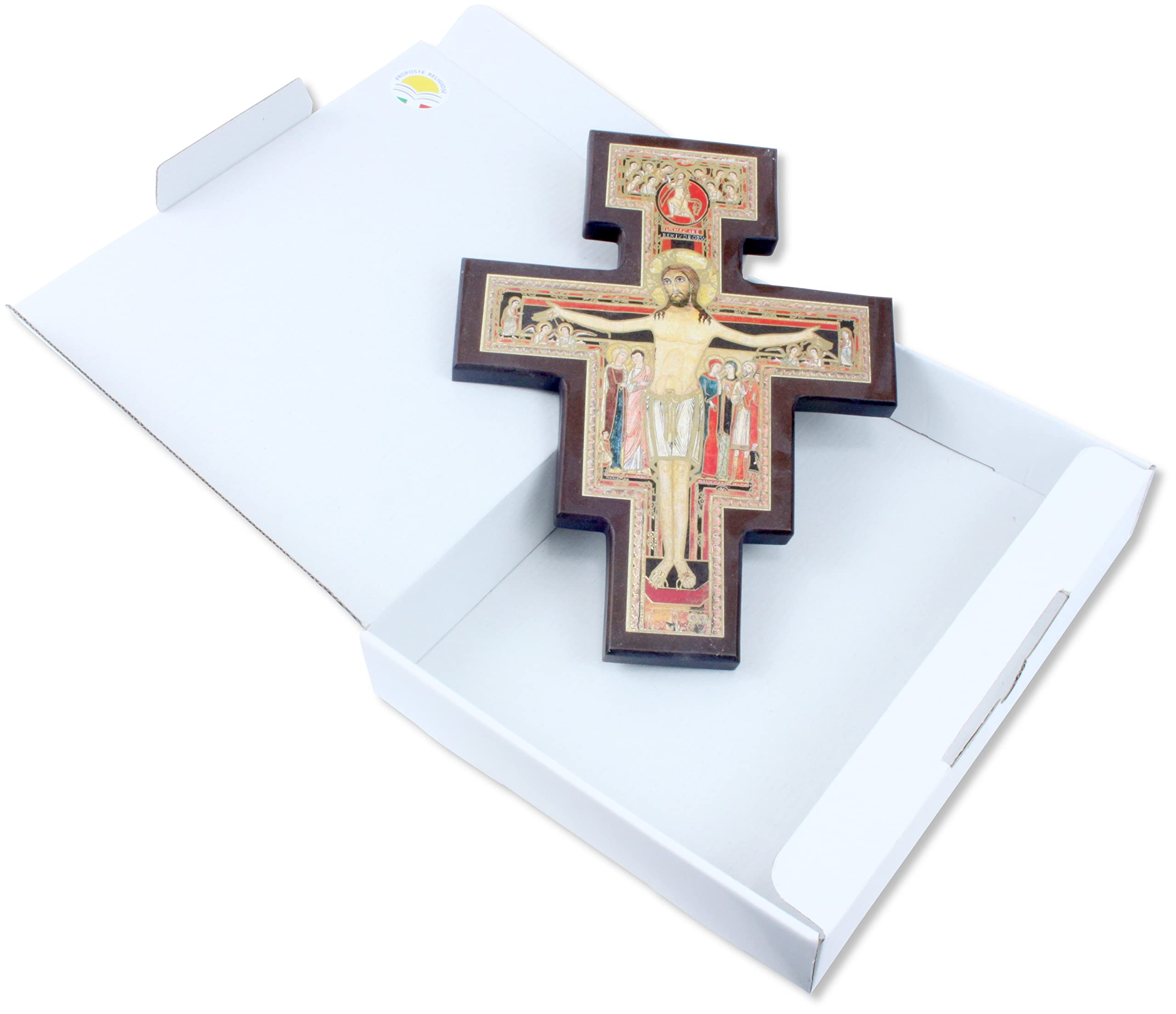 Proposte Religiose Croce di San Damiano In Legno MDF da parete - Cm 25 x 19.5 x 1.5