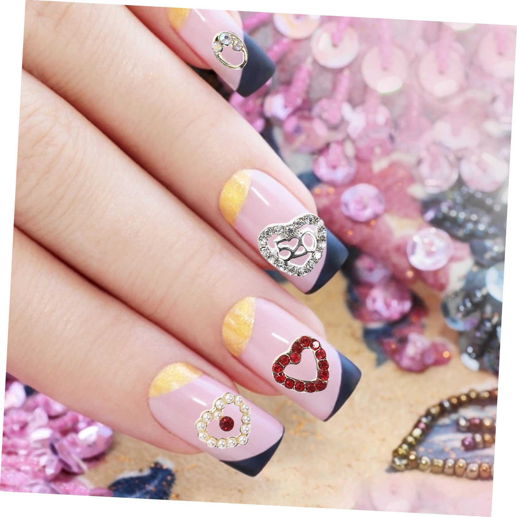 ABOOFAN 120pezzi Ciondoli Per Unghie Forma Di Cuore Decorazioni Per Nail Art Strass Per Feste e Regali Di