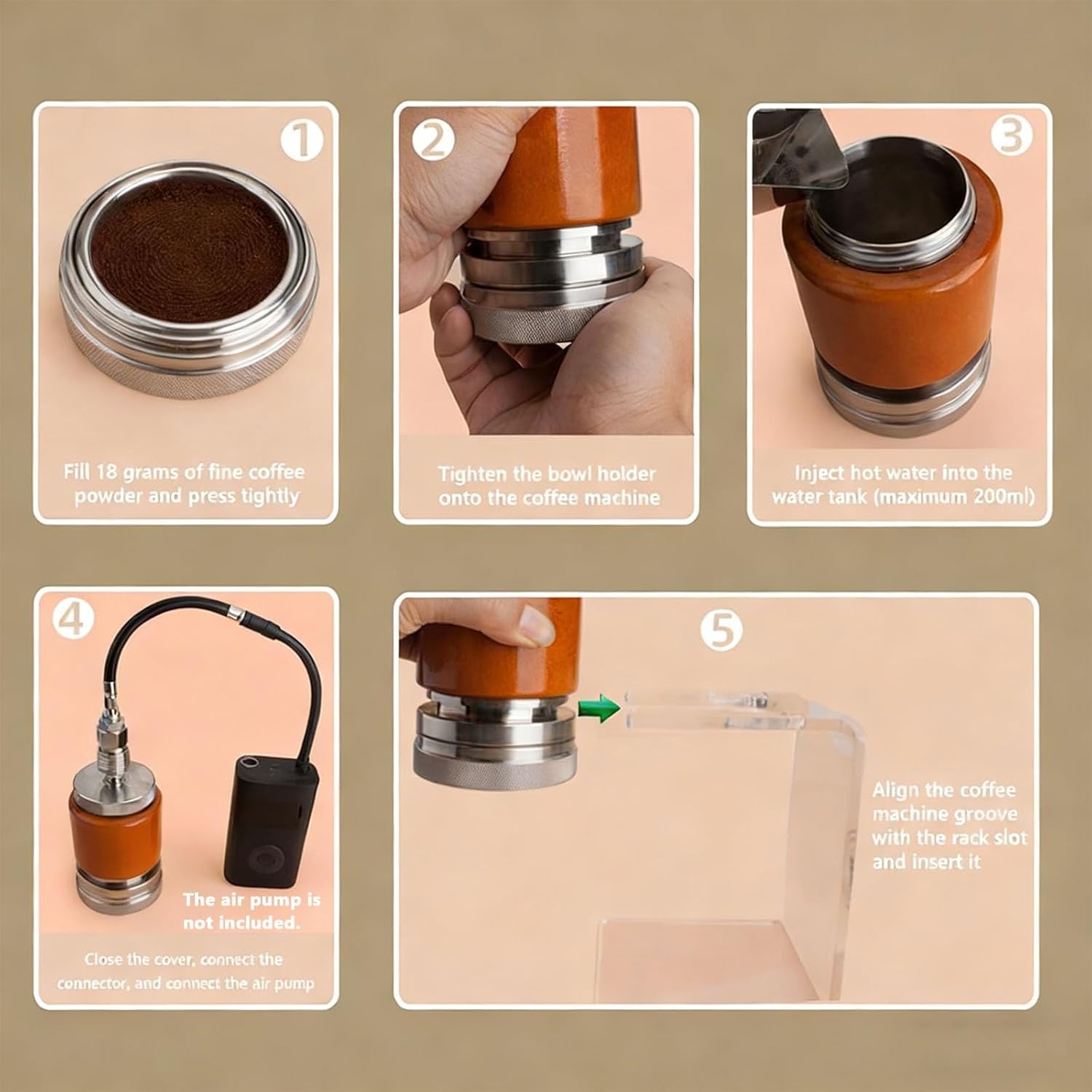 Pneumatic Machine, Portable Coffee Machine, With 58mm Powder Bowl & Pressure Valve, Flow Control, Detachable Design, For Camping, Travel Outdoor