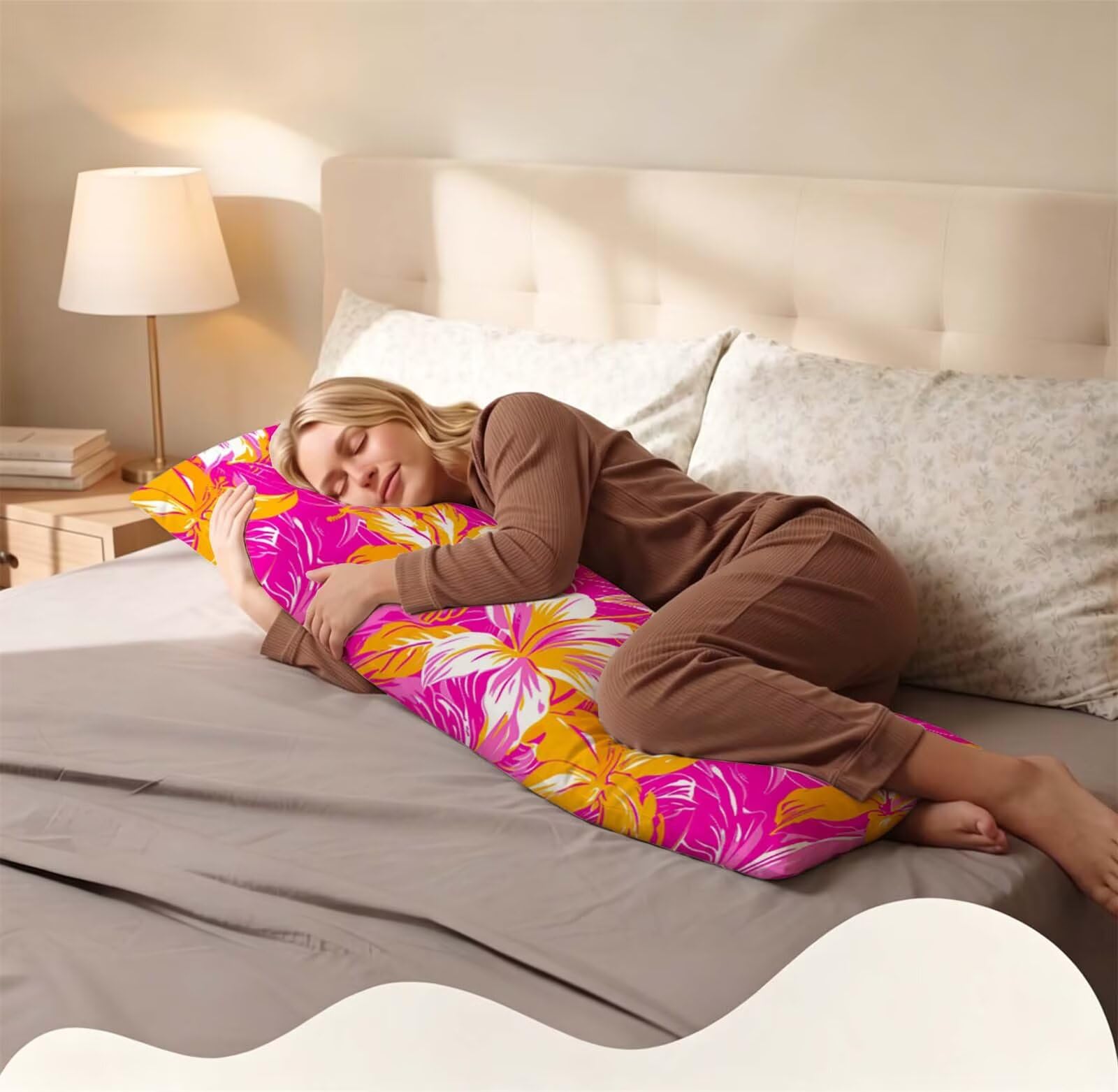 Fodera Cuscino 55 x 160 cm, Nordic-18 Lino Copricuscini Letto, | con Invisibile Cerniera, Morbida e Traspirante, per biancheria da letto, divano, hotel, chi dorme sul fianco Pianura j-33