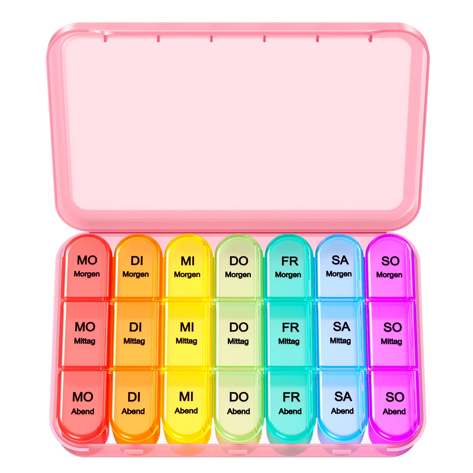 Doruimi Tablettenbox 7 Tage Morgens Mittags Abends, Medikamentenbox 7 Tage 3 fächer, Klein Pillendose Große Fächer