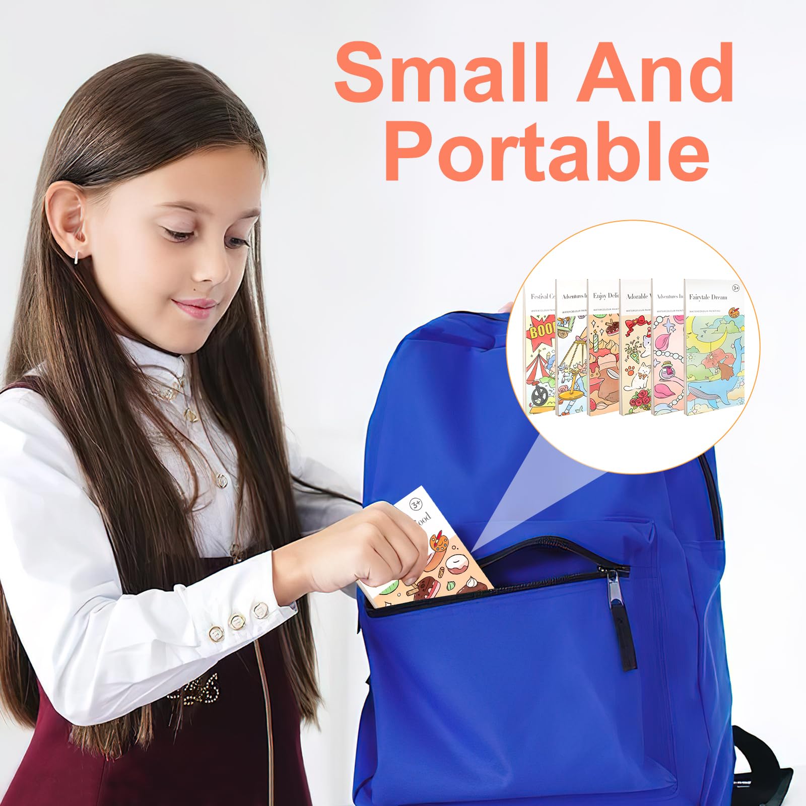 Set Di 2 Libri Da Colorare Ad Acqua Magici: Mini Blocchi Per Acquerello Portatili Con Pennelli - Kit Da Viaggio Per Bambini E Adulti - 2