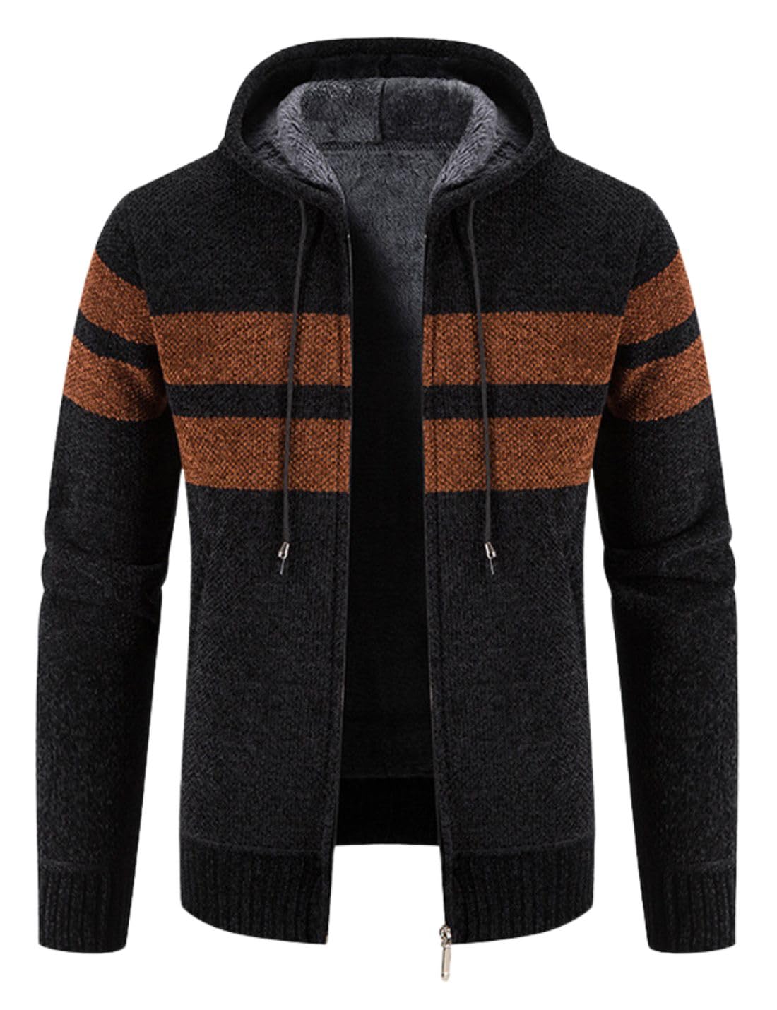 Kinkia Men's Fleece Lined Hoodie Winter Warm Full Zipper Cardigan Sweater