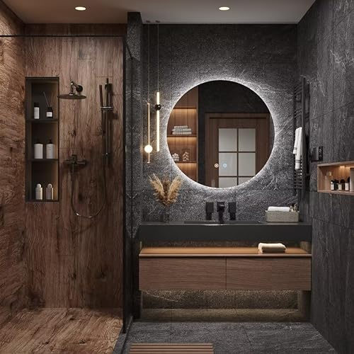 Miniatura 2 de Moonee Espejo de baño LED redondo, espejo retroiluminado de 32 pulgadas, espejo de luz LED de 3 colores, antivaho, sin marco, regulable, CRI90+,