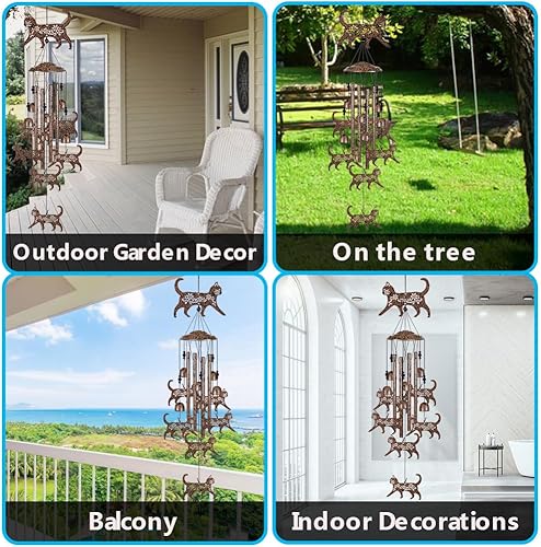 Miniatura 6 de Campanillas de viento de gatos para jardín, hogar, balcón, patio, decoración al aire libre, campana de viento de gato, campanillas de viento