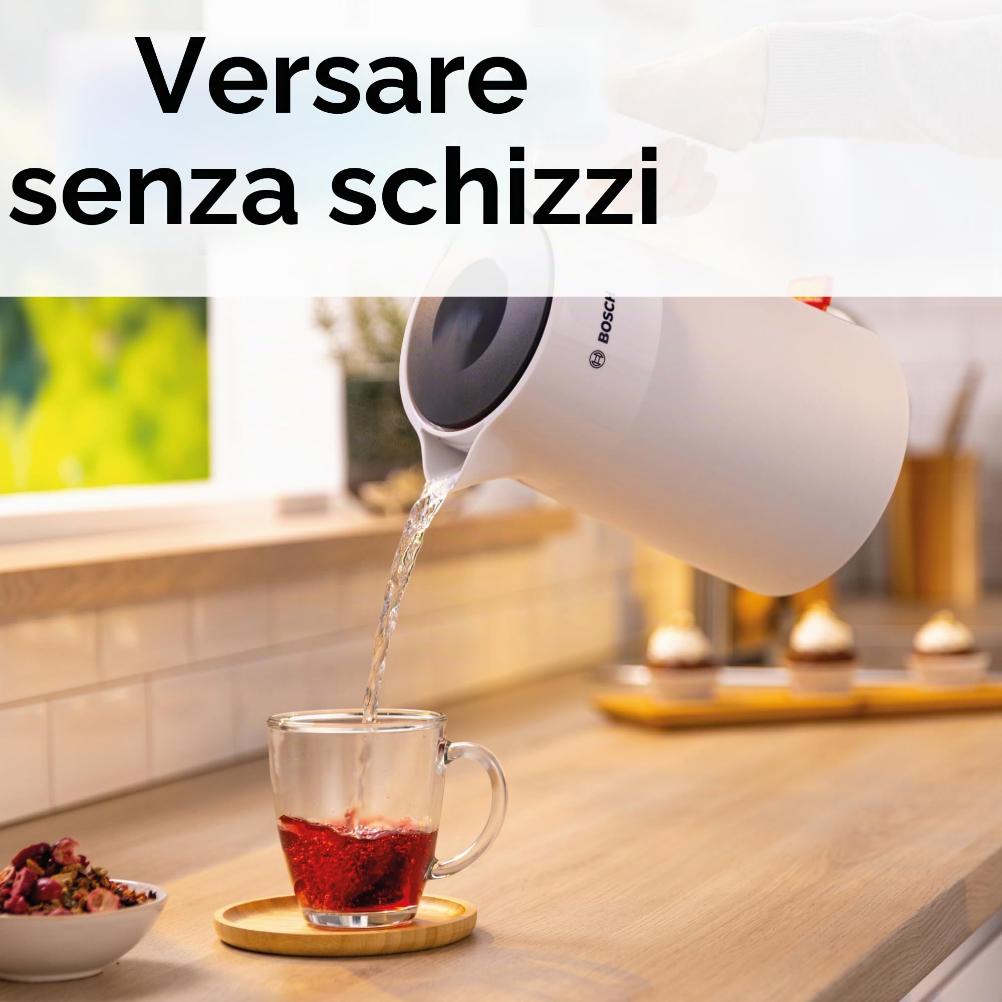 Bosch MyMoment TWK2M161 - Bollitore senza fili con spegnimento automatico, protezione da surriscaldamento, indicatore di tazza, filtro anticalcare rimovibile, protezione contro il deambulo,