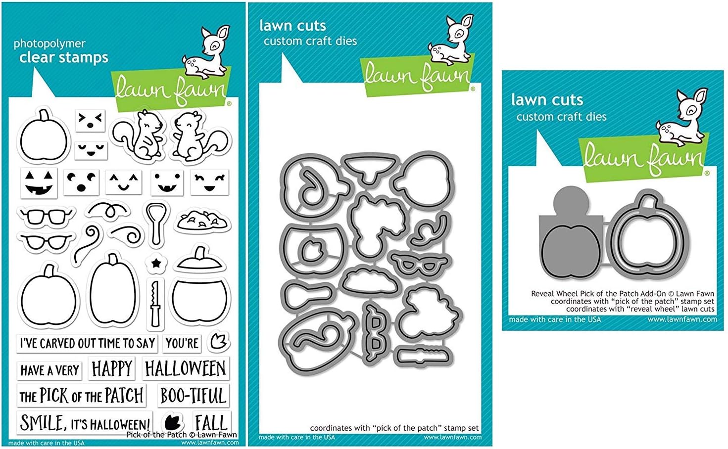 Lawn Fawn Pick of The Patch Clear Stamps, Coordinating Die and Pick of The Patch Reveal Wheel Add-on Die, Three Piece Bundle (LF1754, LF1755, LF1756)