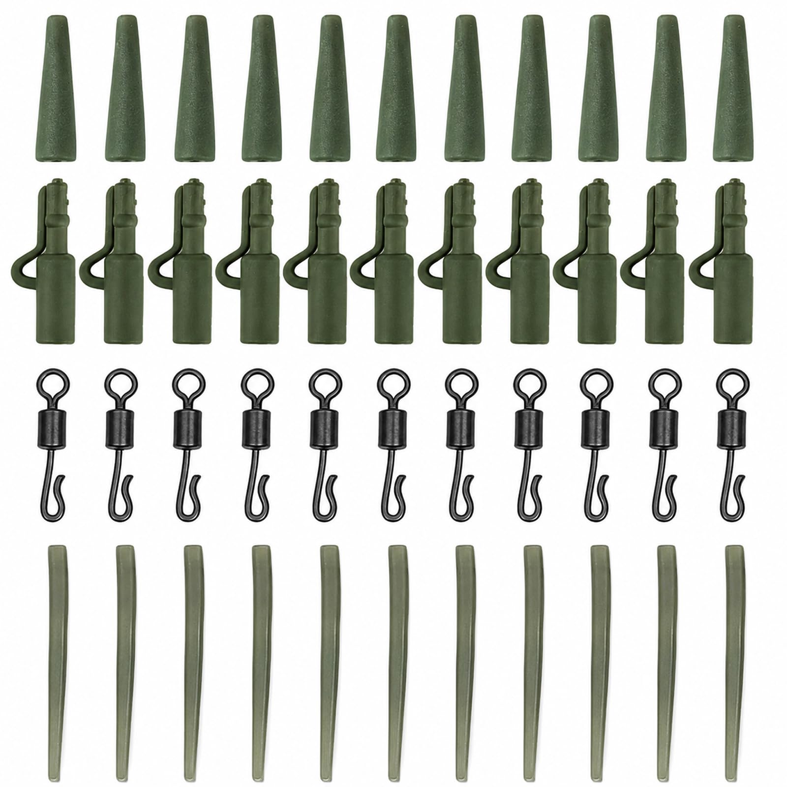 40 Pieces Lead Clip Set with Anti-Tangle Sleeves – Carp Fishing Accessories