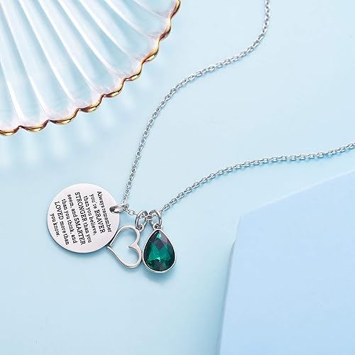 Miniatura 3 de LParkin Collar de piedra natalicia, grabado con texto en inglés You are Braver Than You Believe, regalo de graduación, mejor amigo, regalos de