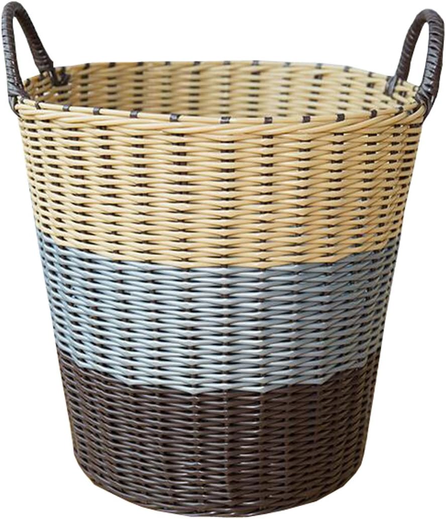 MYtodo Pastoral solid color Soft Tubes Laundry hamper Kids Toys Plastic Woven Barrels (Rainbow color)