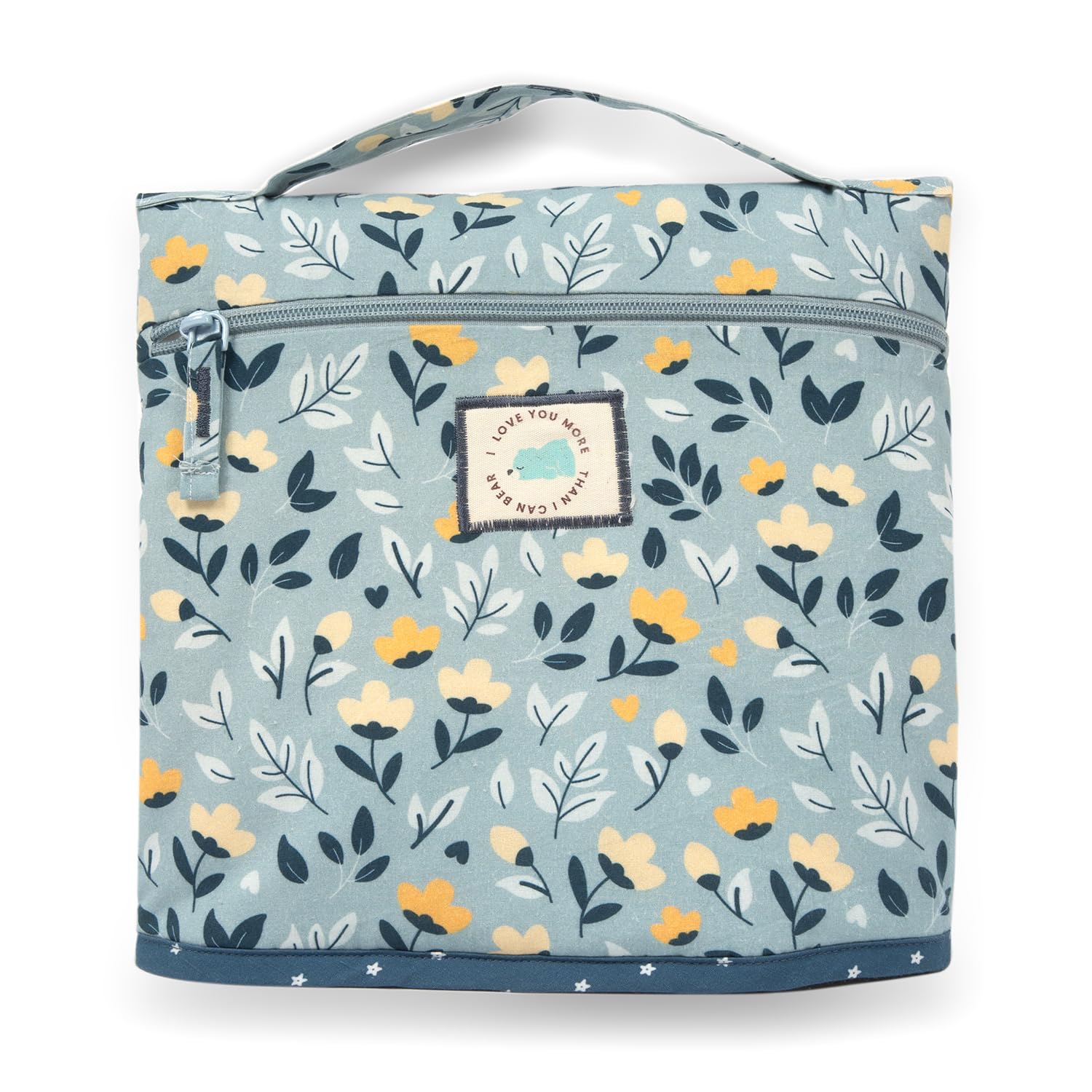 Tidy Sleep Baby Portable Diaper Changing Mat – Waterproof, Foldable Travel Mat with Storage Pockets & Soft Padding Pillow–Easy-to-Carry Changing Station Organizer for Newborns & Toddlers (Mom & Me Green Flower)-image-18