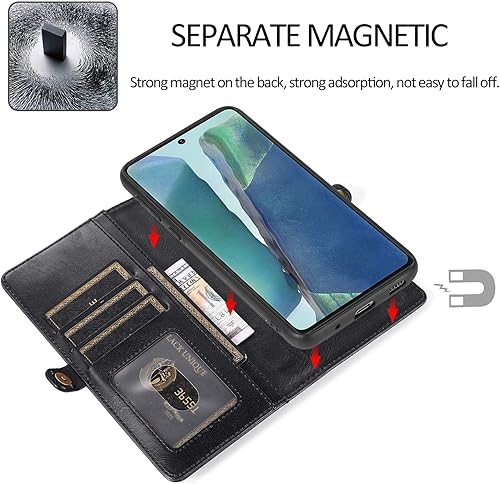 Miniatura 6 de Asuwish Funda de teléfono para Samsung Galaxy Note 20 Glaxay Note20 5G Wallet Funda desmontable con protector de pantalla de vidrio templado y