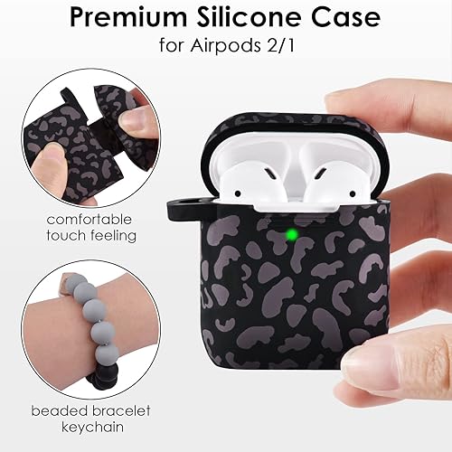 Vista 67 de Filoto Compatible con Airpod, bonita funda para Apple Airpod 2/1 para mujeres y niñas, funda protectora de silicona con llavero y pulsera