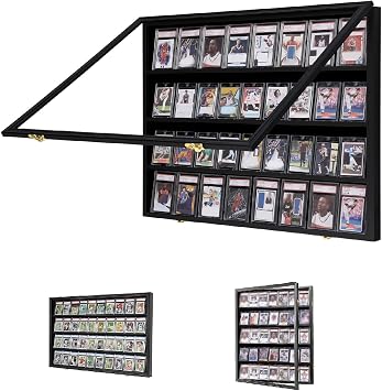 Trekker Display Case, Clear Acrylic Sports Card Display Stand, Card Storage Stand, Wall-Mounted Display Frame, Star Card Rack with Security Lock, for Wall and Tabletop, Baseball, Storage, Display Case