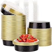 Vista 37 de Beasea Paquete de 20 Moldes para Cheesecake con Tapas, 8 Oz, 4 Pulgadas Moldes Redondos de Papel de Aluminio para Tartas, Contenedor para Muffins