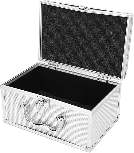 Miniatura 2 de Caja de herramientas de aluminio, 9.055x5.906x4.921 in aleación de aluminio portátil ligero estuche de transporte con forro de esponja, plata