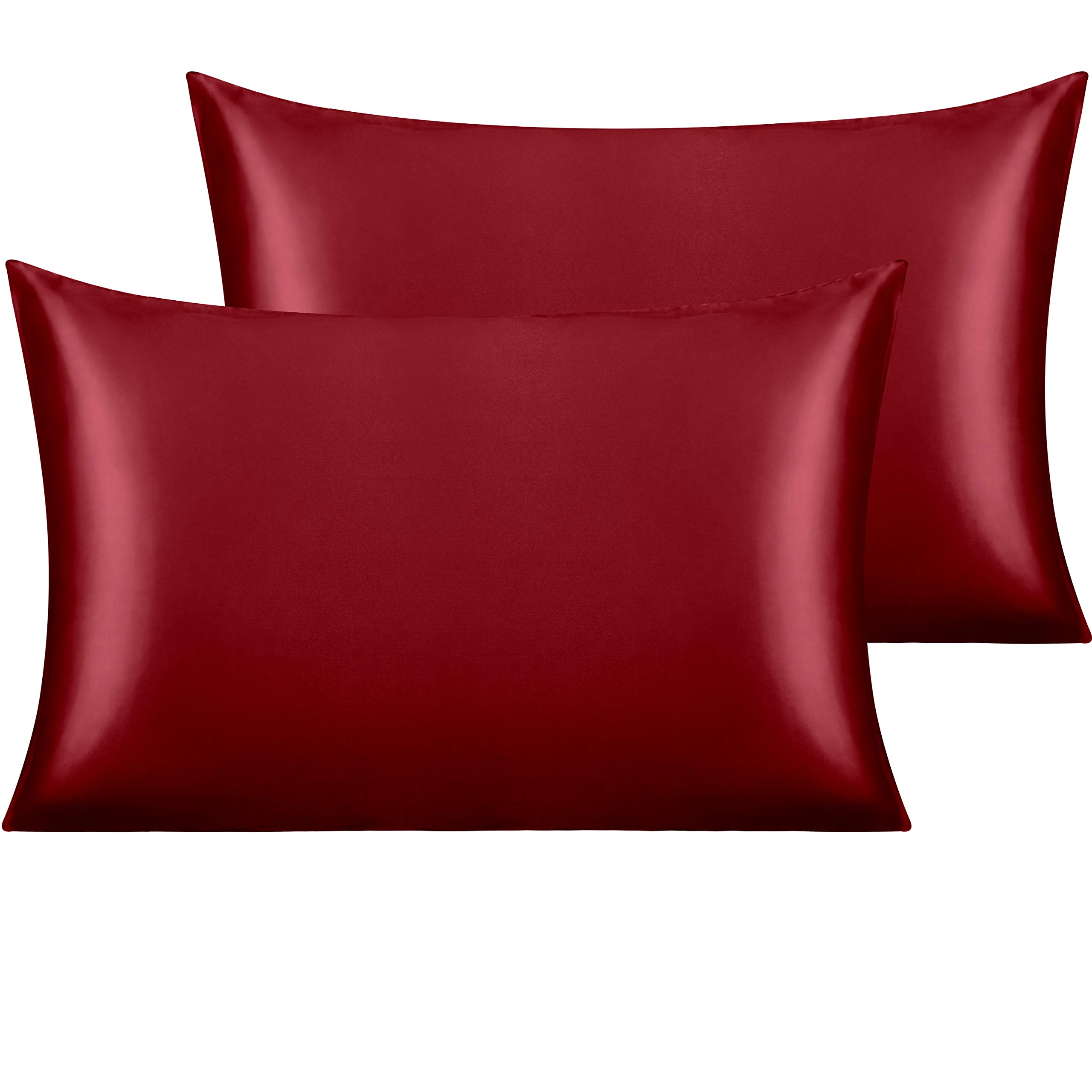 NTBAY Standard Satin Pillowcases, Set of 2, Wine Red โ image 1
