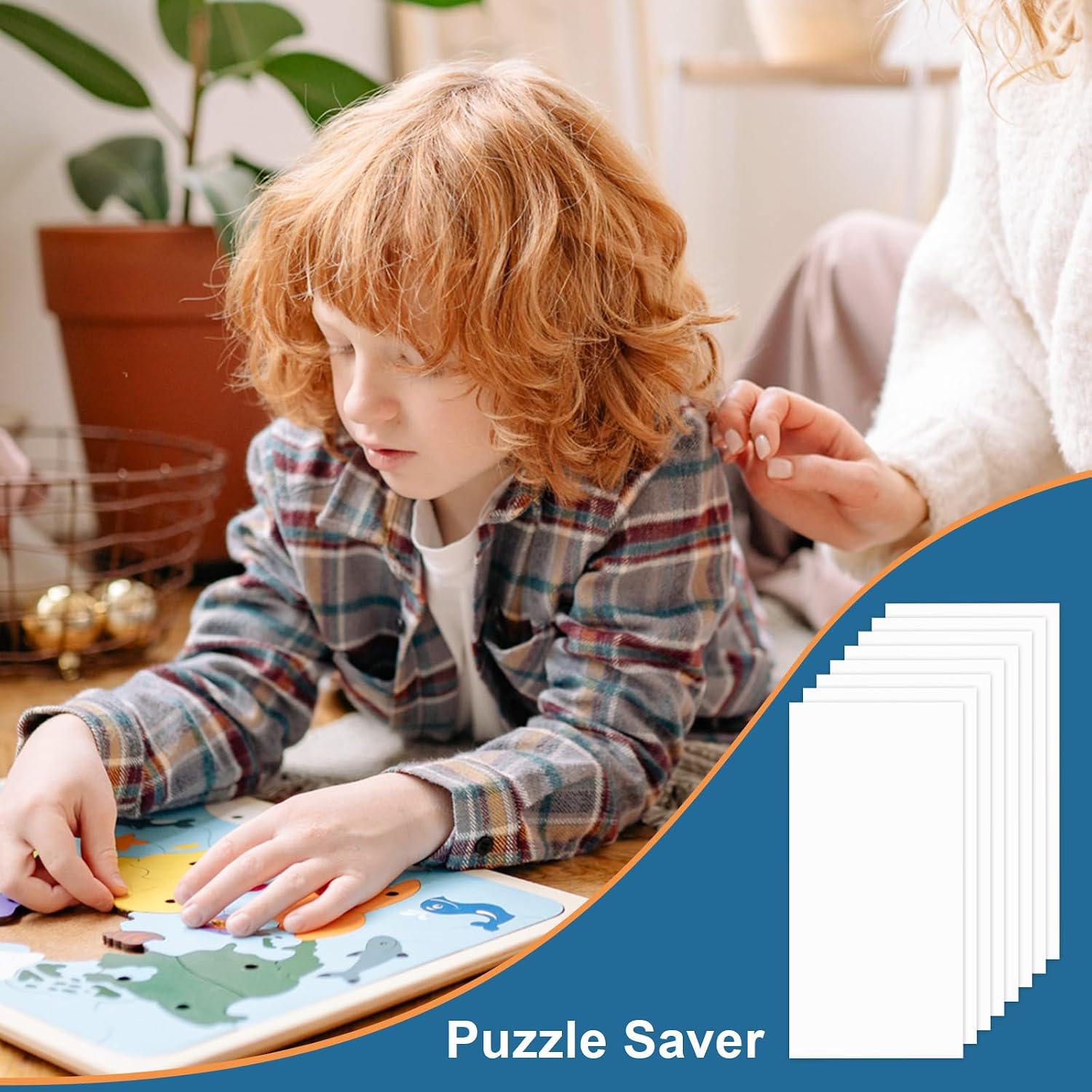 96 Sheets White Puzzle Saver, Preserve 16 X 1000 Pieces, Peel and Stick, with Scraper Puzzle Glue Sheets