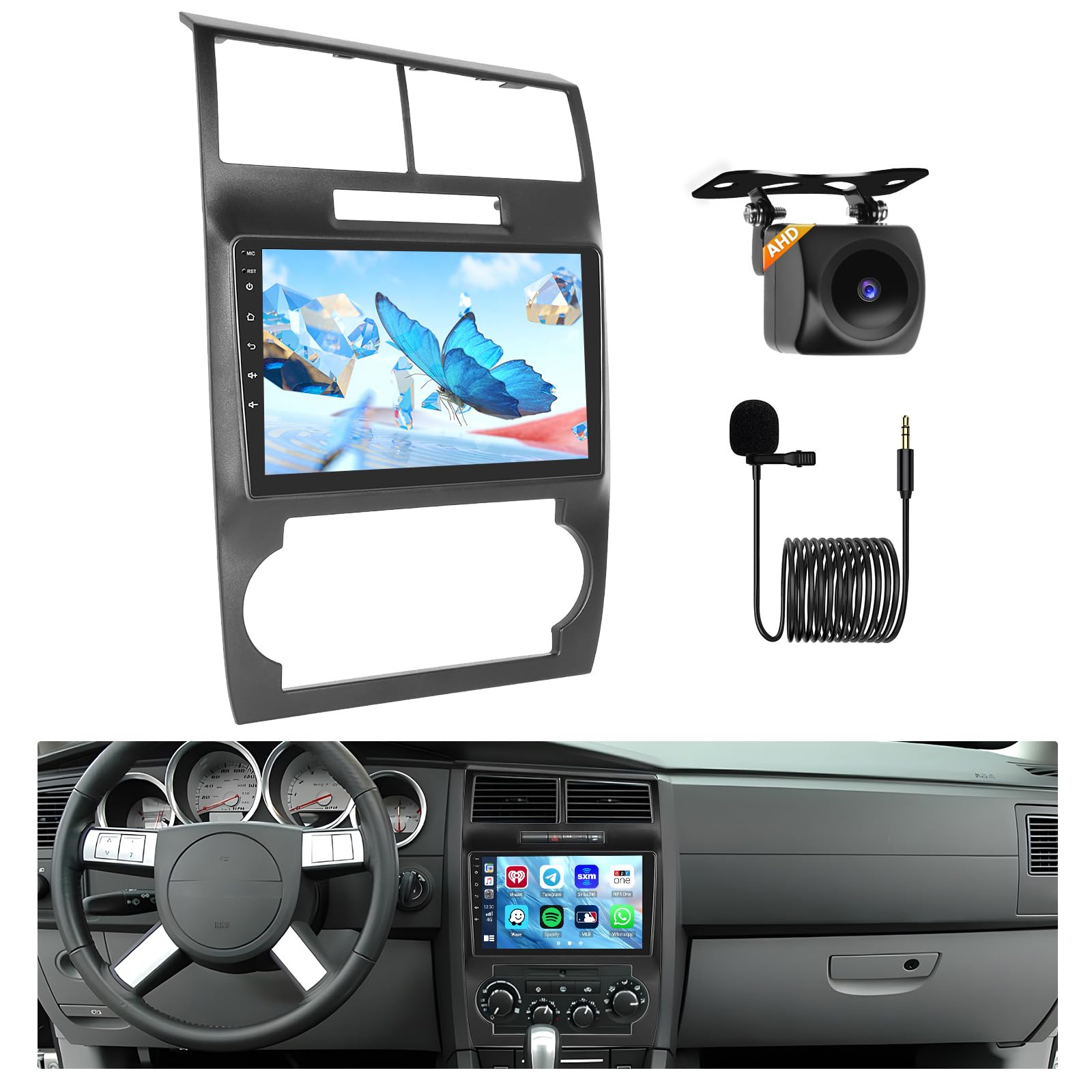 [8 Core 4G+64G] for Dodge Charger Magnum 2005 2006 2007 Android Radio with Carplay Android Auto, 9 Inch IPS Touch Screen for Charger Magnum Car Stereo