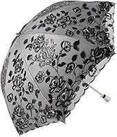 Vista 64 de Honeystore Sombrilla bordada con flor 3D plegable UV con encaje clásico