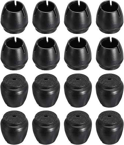 uxcell Protectores de suelo para patas de silla, 16 piezas de PVC y fieltro de 0.67 pulgadas para patas de silla para suelos de madera dura (negro)