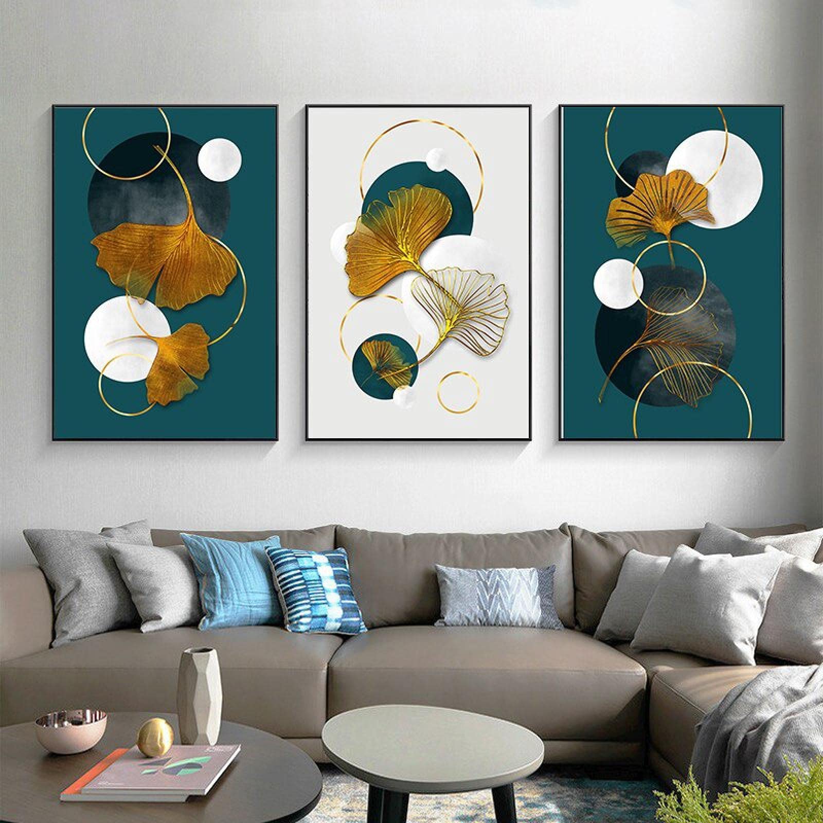 Tableau ginkgo moderne abstrait salon | Toile décoration murale 60x80cm - 8