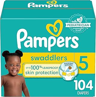 Pampers Swaddlers Diapers - Size 5, 104 Count, Ultra Soft Disposable Baby Diapers