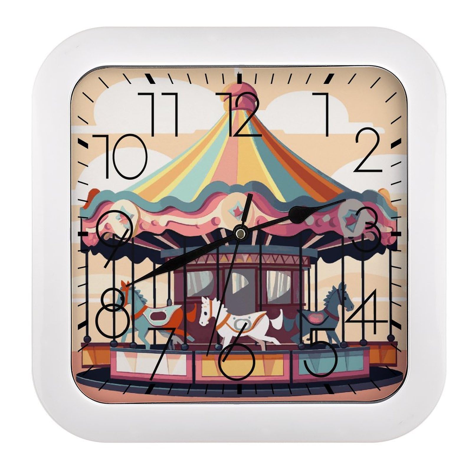 Horloge murale carrée 25,4 cm silencieuse en plastique à piles pour bureau
