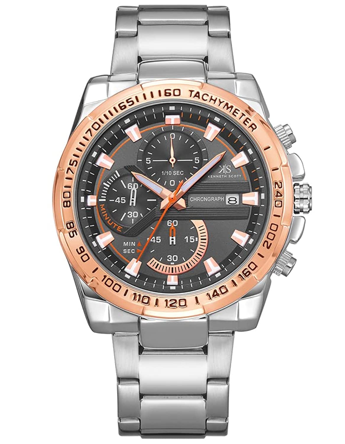 Kenneth Scott Mens Black Dial Chronograph Watch - K22101-SBSBK, bracelet (B0BHZTR8DP) Amazon Price History, Amazon Price Tracker