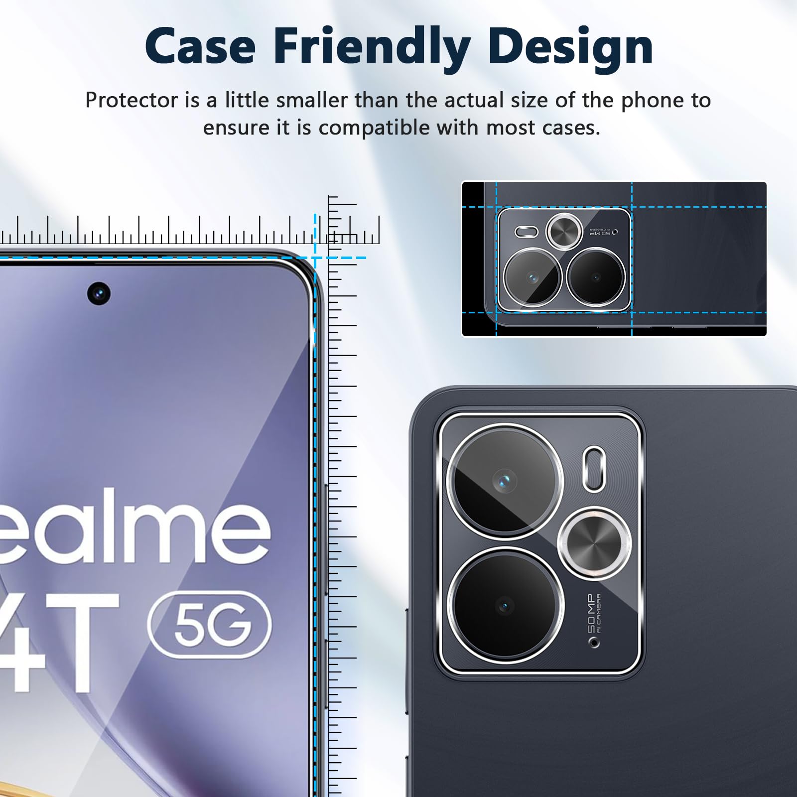 3+3 Vetro Temperato Per Realme 14 5G / 14T 5G – Durezza 9H – Antigraffio – Include Protezione Fotocamera E Kit Installazione