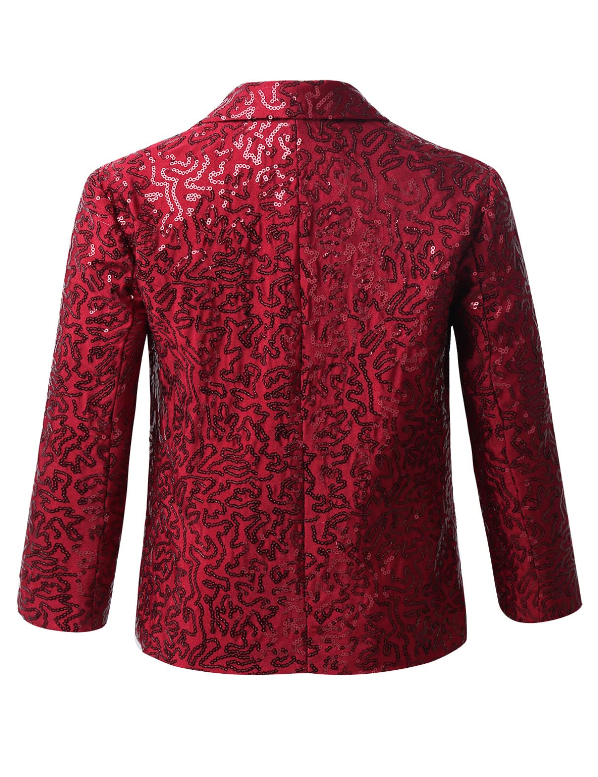 YiZYiF Niños Lentejuelas Brillantes Chaqueta de Manga Larga Blazer Slim Fit Chaqueta de Esmoquin con Cuello en V Boda Cumpleaños Traje de Chaqueta