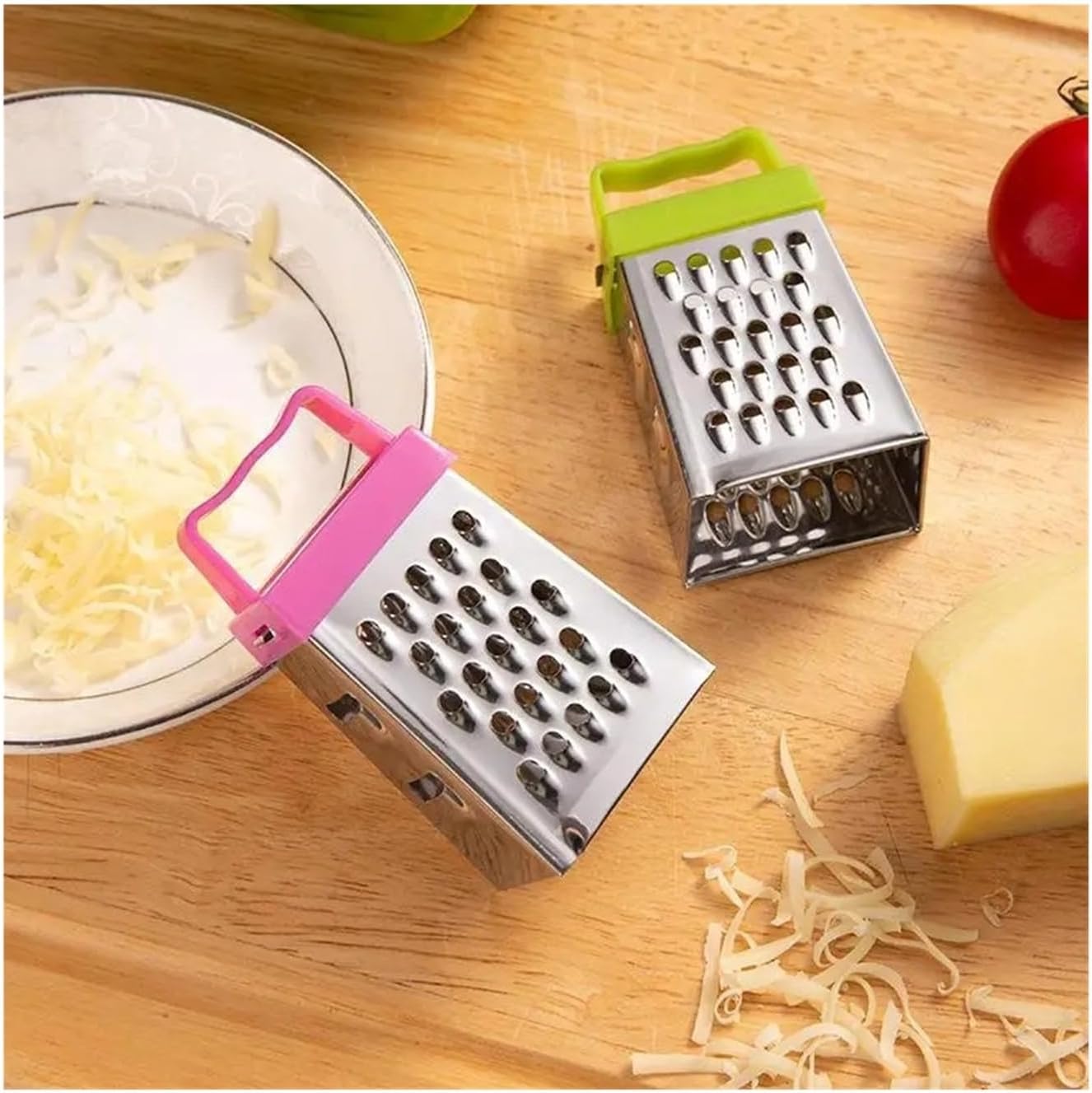 Stainless Steel 4-Sided Grater and Slicer for Fruits, Vegetables, and Cheese(Purple)