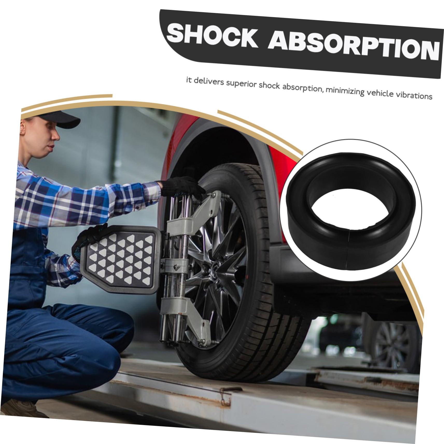 GARVALON Entretoise Bloc en Caoutchouc Noir Caoutchouc Ronde Absorption des Chocs Rebonds pour Ressort Hélicoïdal de Voiture Plupart des Véhicules