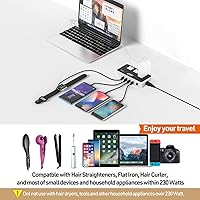 Vista 6 de Key Power Convertidor de voltaje reductor de 220 V a 110 V de 230 vatios y adaptador de viaje internacional/convertidor de corriente con puerto