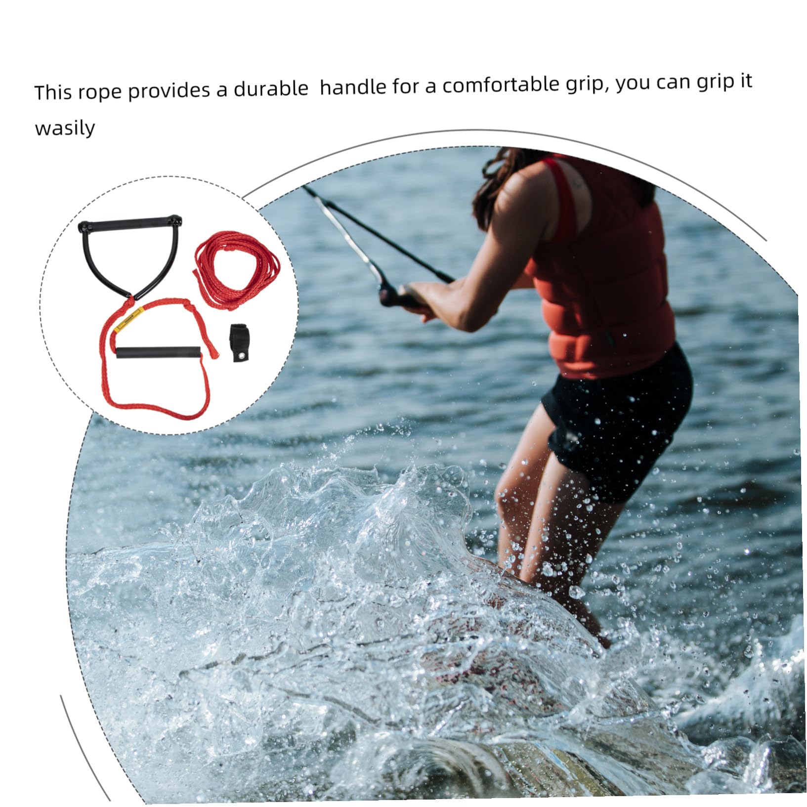 Wasserski Seil mit Griff Abriebfestes UV beständiges Zugseil für Wassersport Hellfarbig Robust und Langlebig Geeignet für Wakeboard Ski Board und Bootsschleppseil Praktisches