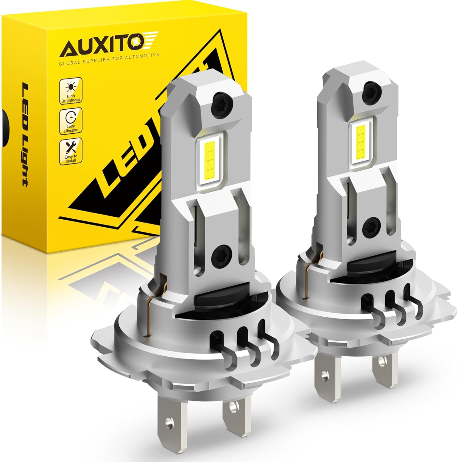 AUXITO H7 Fog Bulb, 6500K White 500％ Brighter, Canbus Ready with Fan, Pack of 2