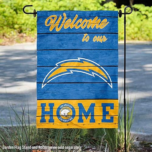 Miniatura 2 de Bandera decorativa de doble cara para jardín de Los Angeles Chargers Welcome Home