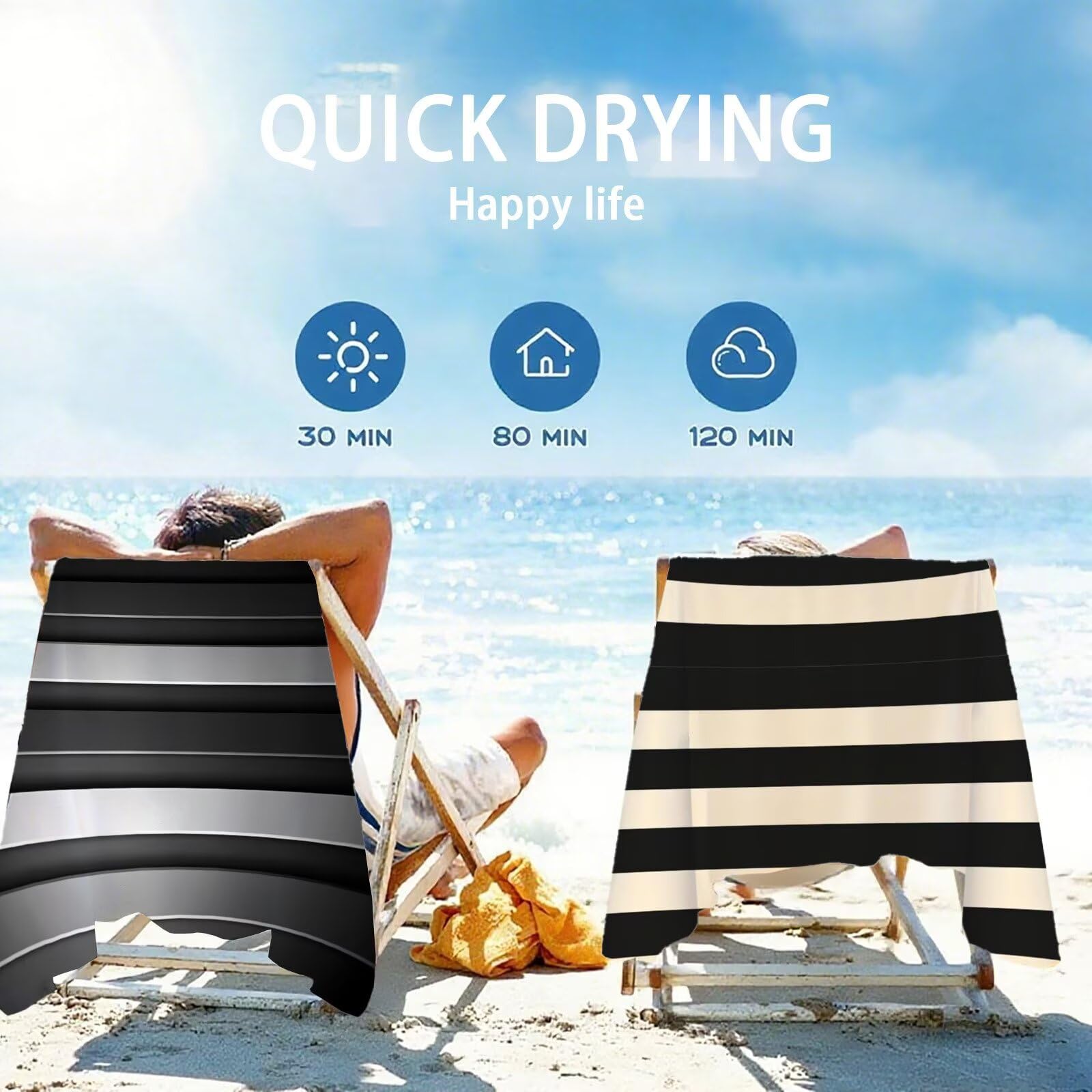 Mikrofaser Strandtuch 100x200cm, Grau Strandtuch Tartan Saunahandtuc 2 Stück Stranddecke Sandfrei, Schnell Trocknendes, Saugfahiges Strandmatte, Sporthandtuch für Reise Urlaub Schwimmen Camping OC-923