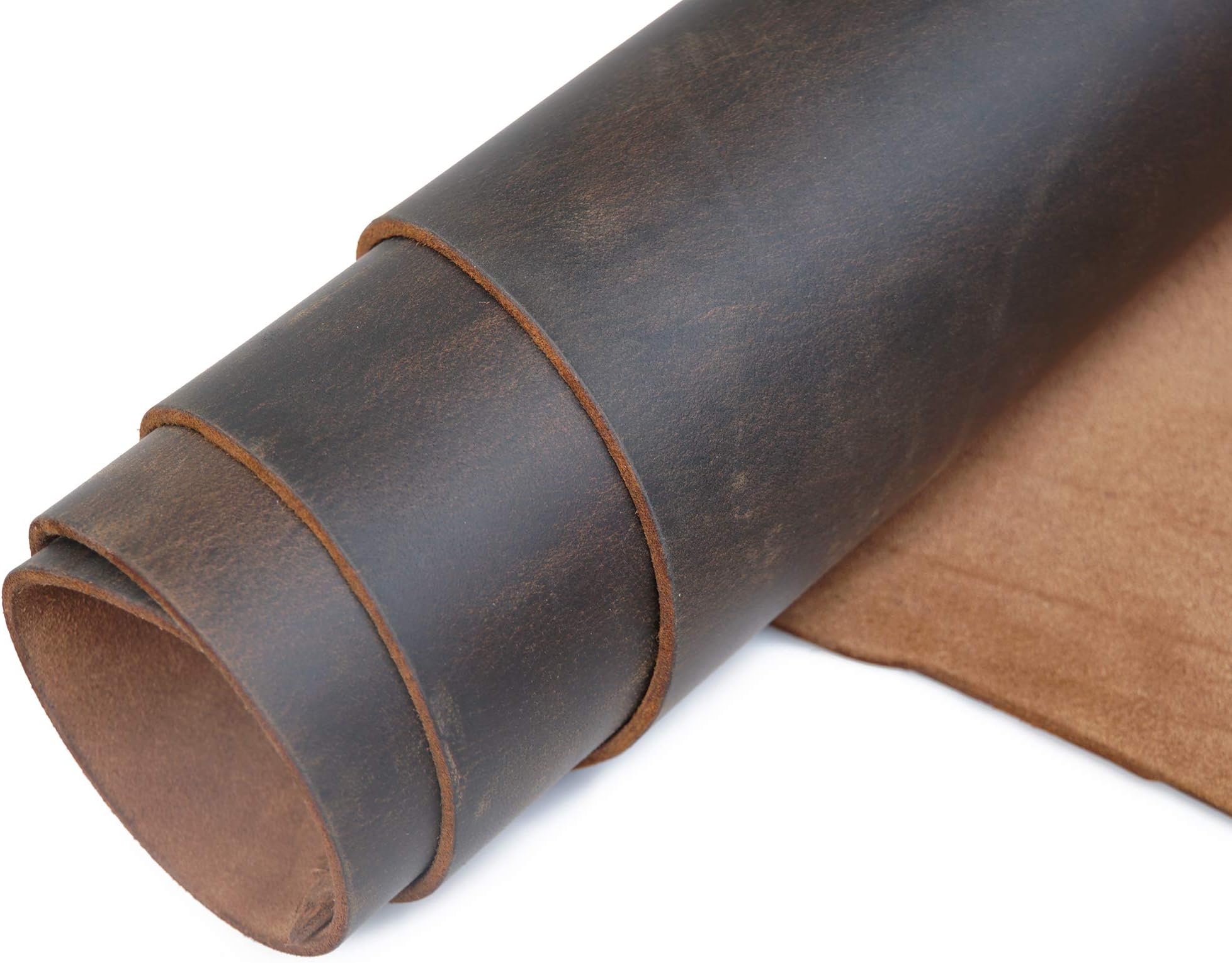 Jeereal Tooling Leather Square 3.6mm-4.0mm (9-10oz) Thick Finished Full Grain Cow Hide Leather Crafts Tooling Sewing Hobby Workshop Crafting Leather Heavy Weight (Dark Brown, 12"X12")