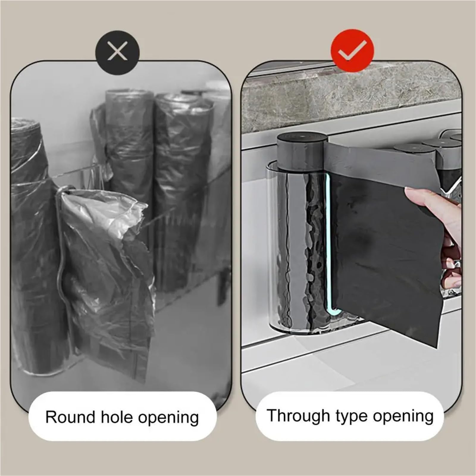 Dispensador De Bolsas De Basura Caja de almacenamiento de bolsas de basura, soporte for bolsa de basura Extra largo, montado en la pared, fácil instalación, caja organizadora de almacenamiento(White)