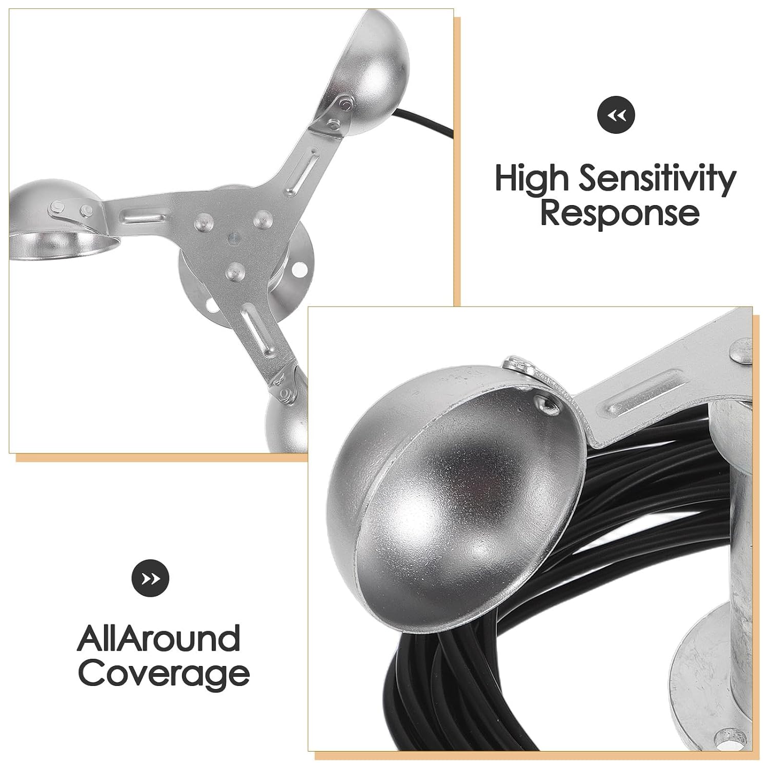 KICHOUSE Wind Speed Sensor Anemometer: 3 Cups Aluminum Alloy Wind Sensor Detector with 10 Meter Cable - for Weather Measurement Meteorological Monitoring